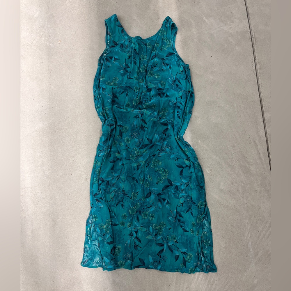 VTG Teal Floral Midi Dress